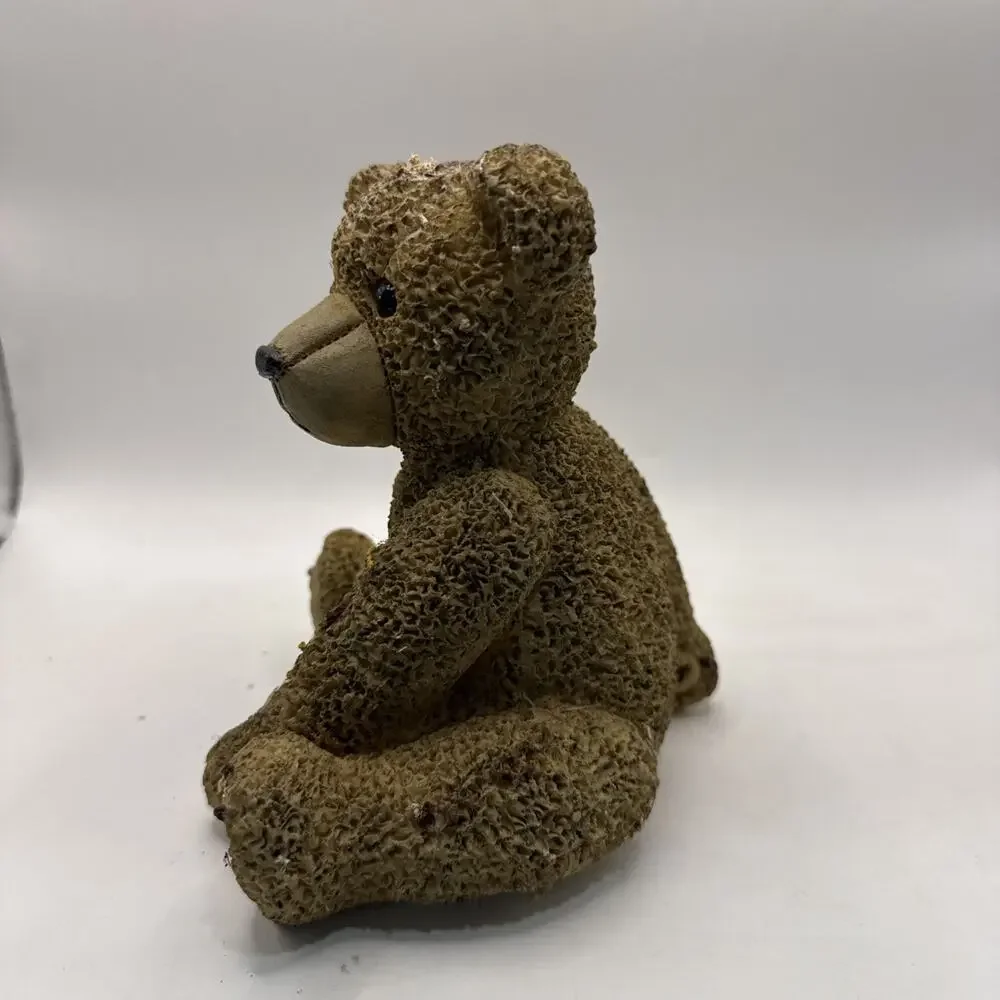 Vintage Style Patchwork Teddy Bear Figurine Resin Distressed Decor Bear *